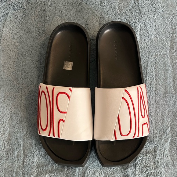 Jordan Shoes - Jordan White and Red Nola Slide Sandals, women’s Size 9